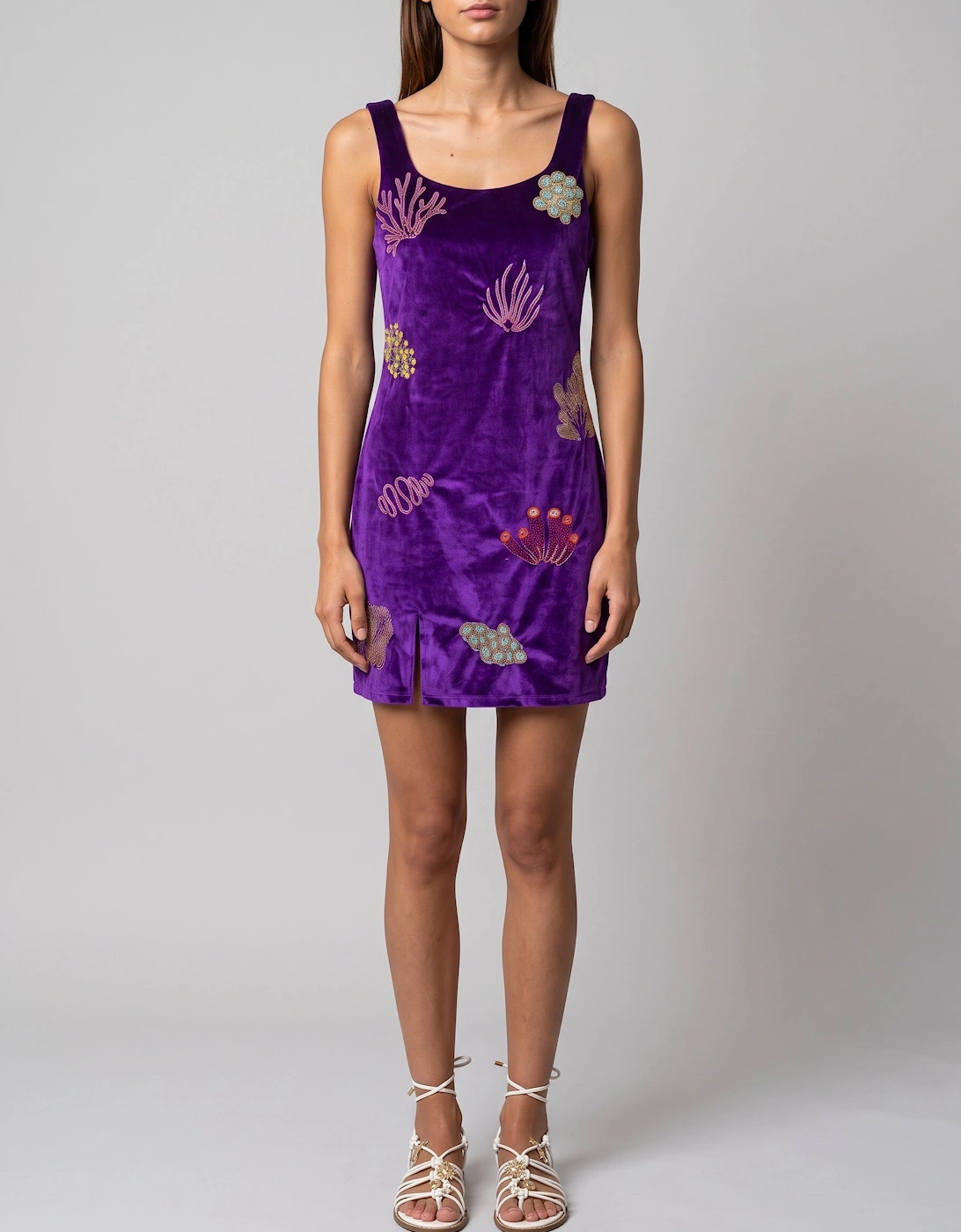 Coral Purple Velvet Mini Dress