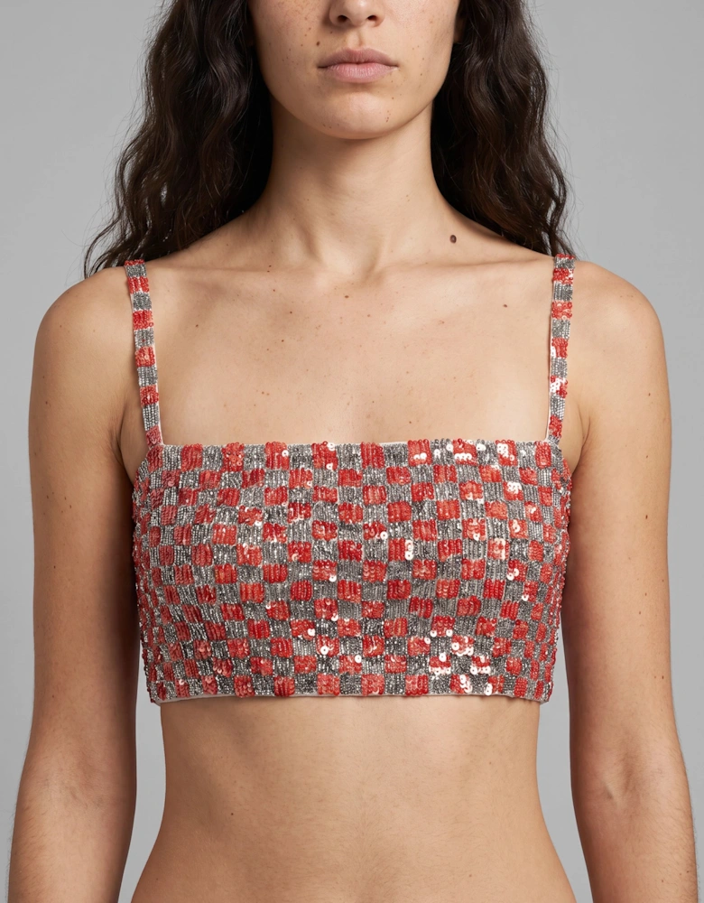 Checker Red Silver Top