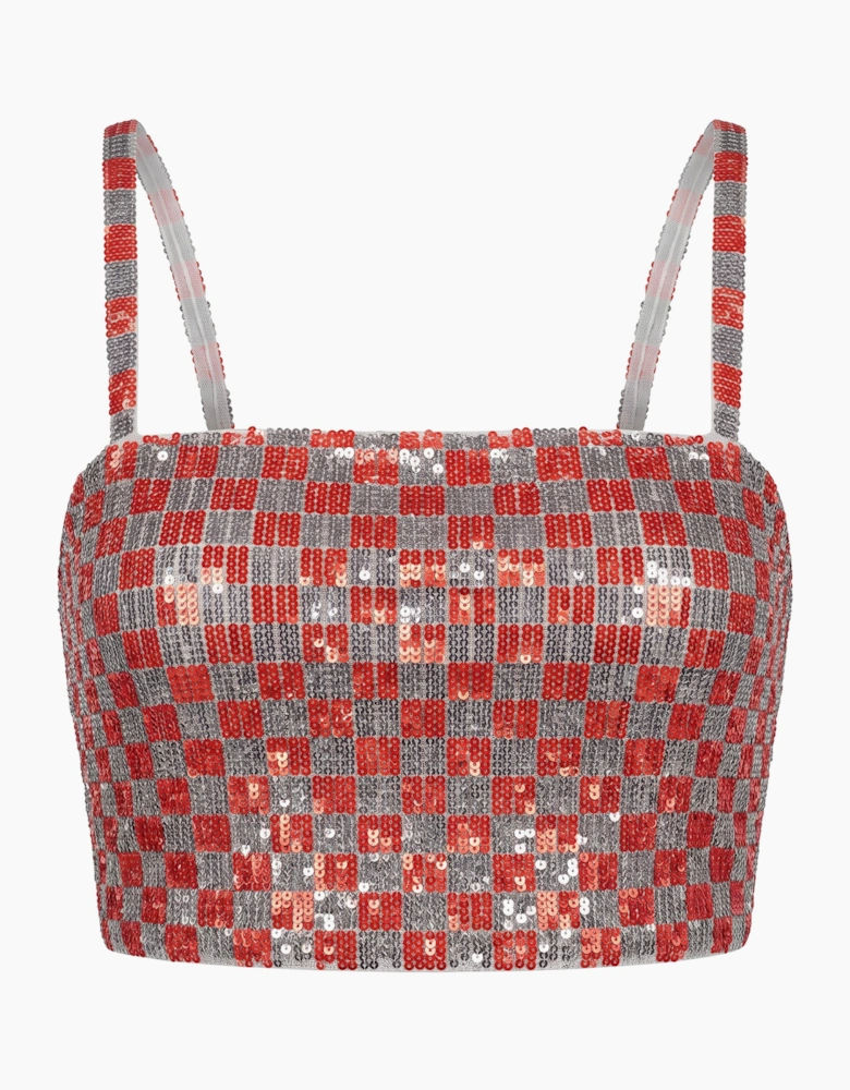 Checker Red Silver Top