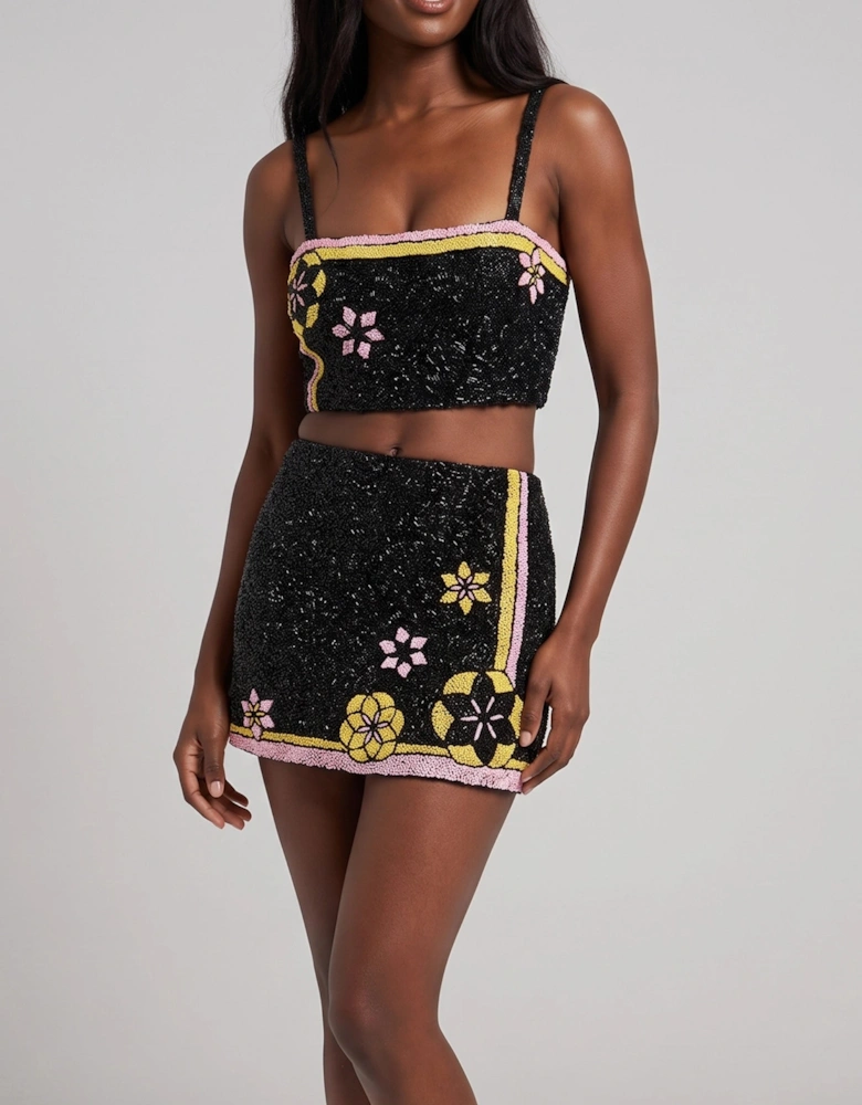 Mei Flattering Summer Luxe Co-ord Top - Black