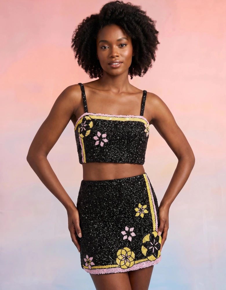 Mei Flattering Summer Luxe Co-ord Top - Black