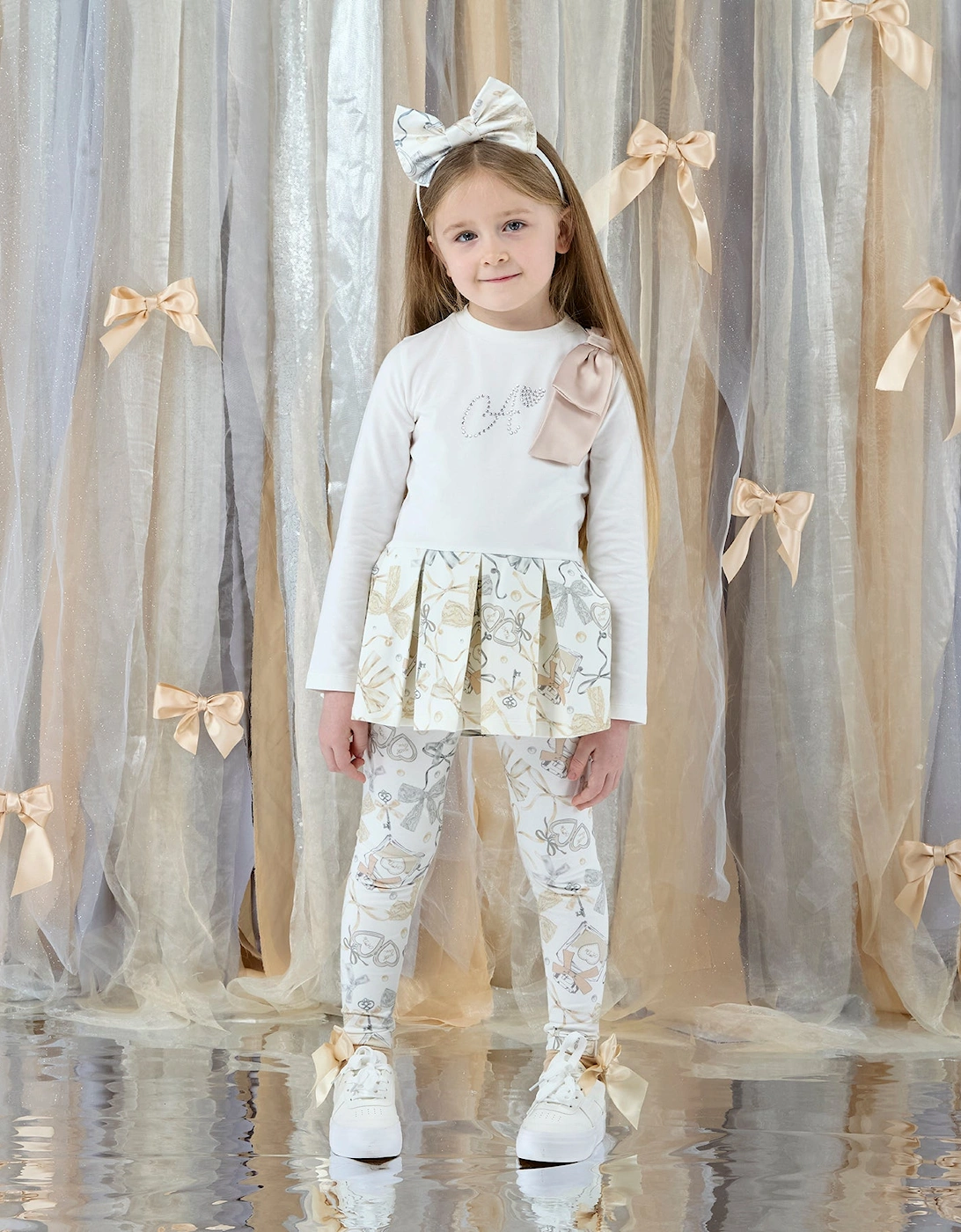 A DEE BLAKE BOW PRINT PEPLUM LEGGING SET W262511