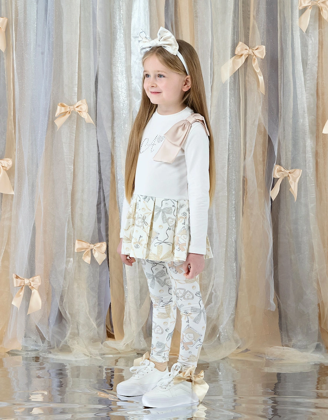A DEE BLAKE BOW PRINT PEPLUM LEGGING SET W262511