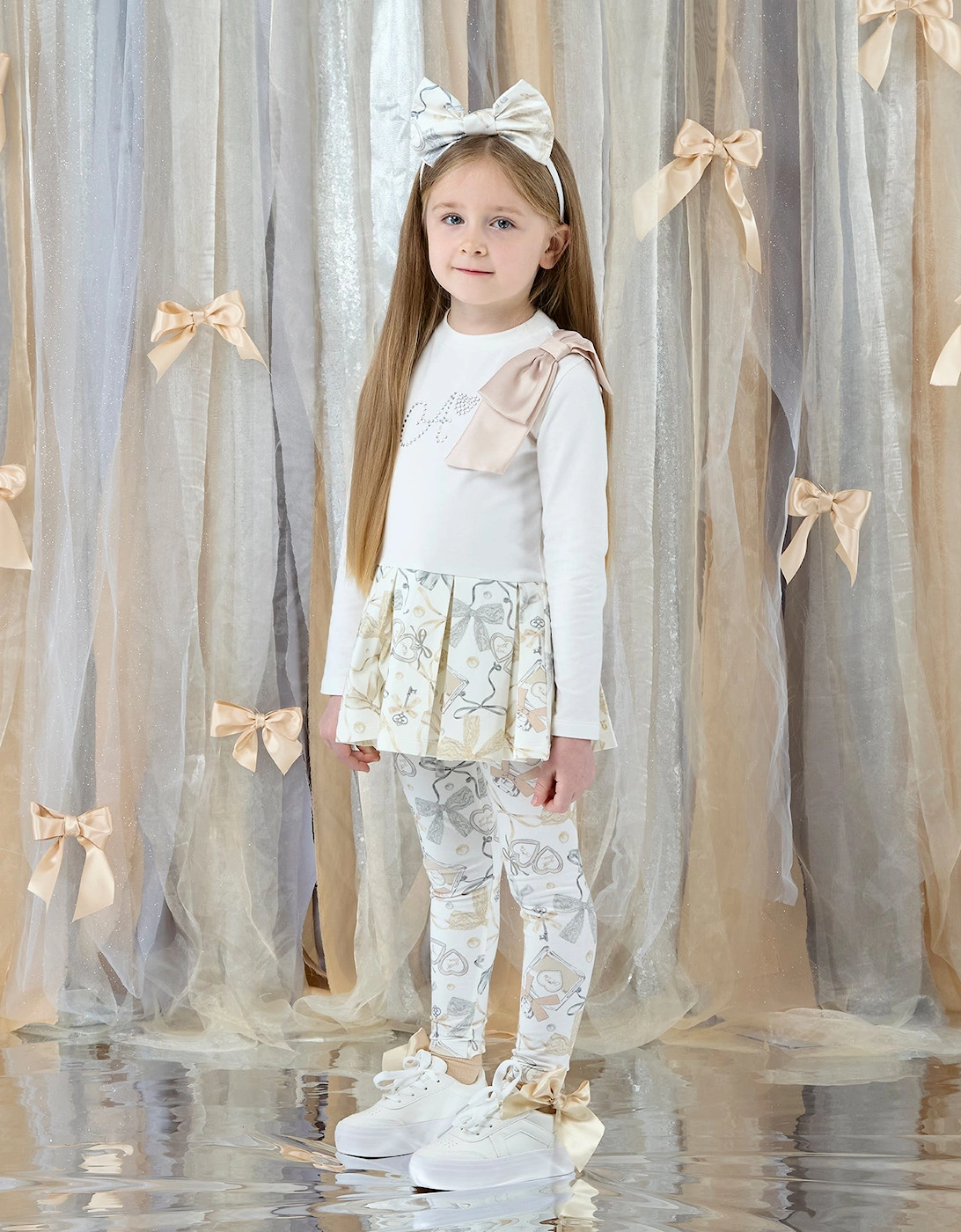 A DEE BLAKE BOW PRINT PEPLUM LEGGING SET W262511