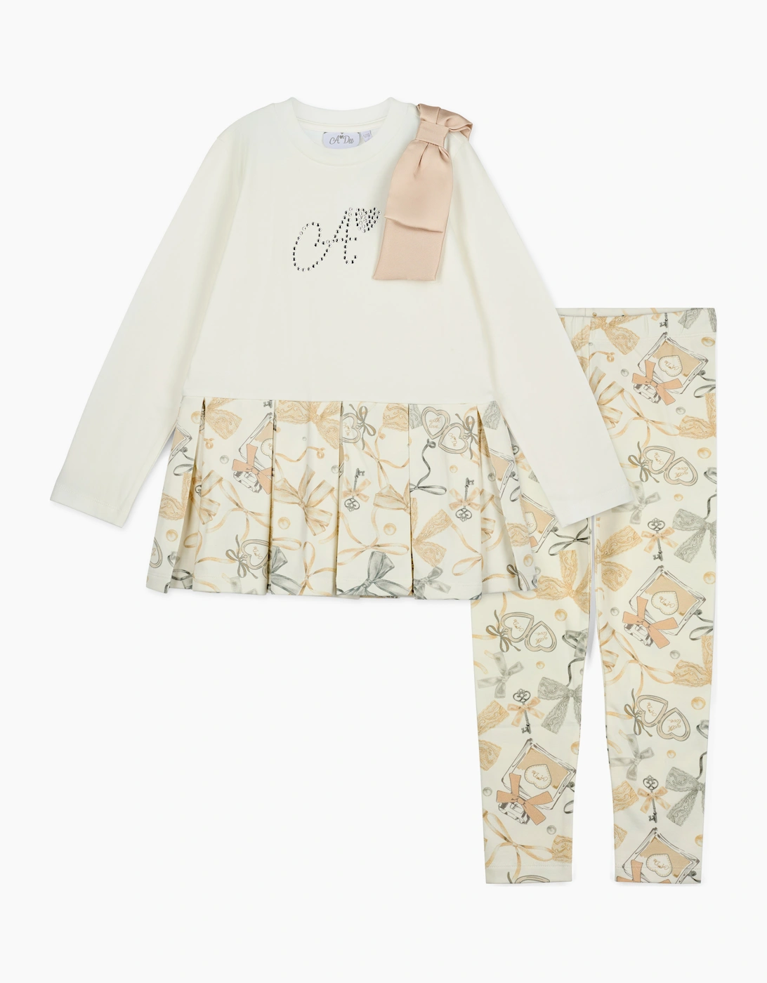 A DEE BLAKE BOW PRINT PEPLUM LEGGING SET W262511