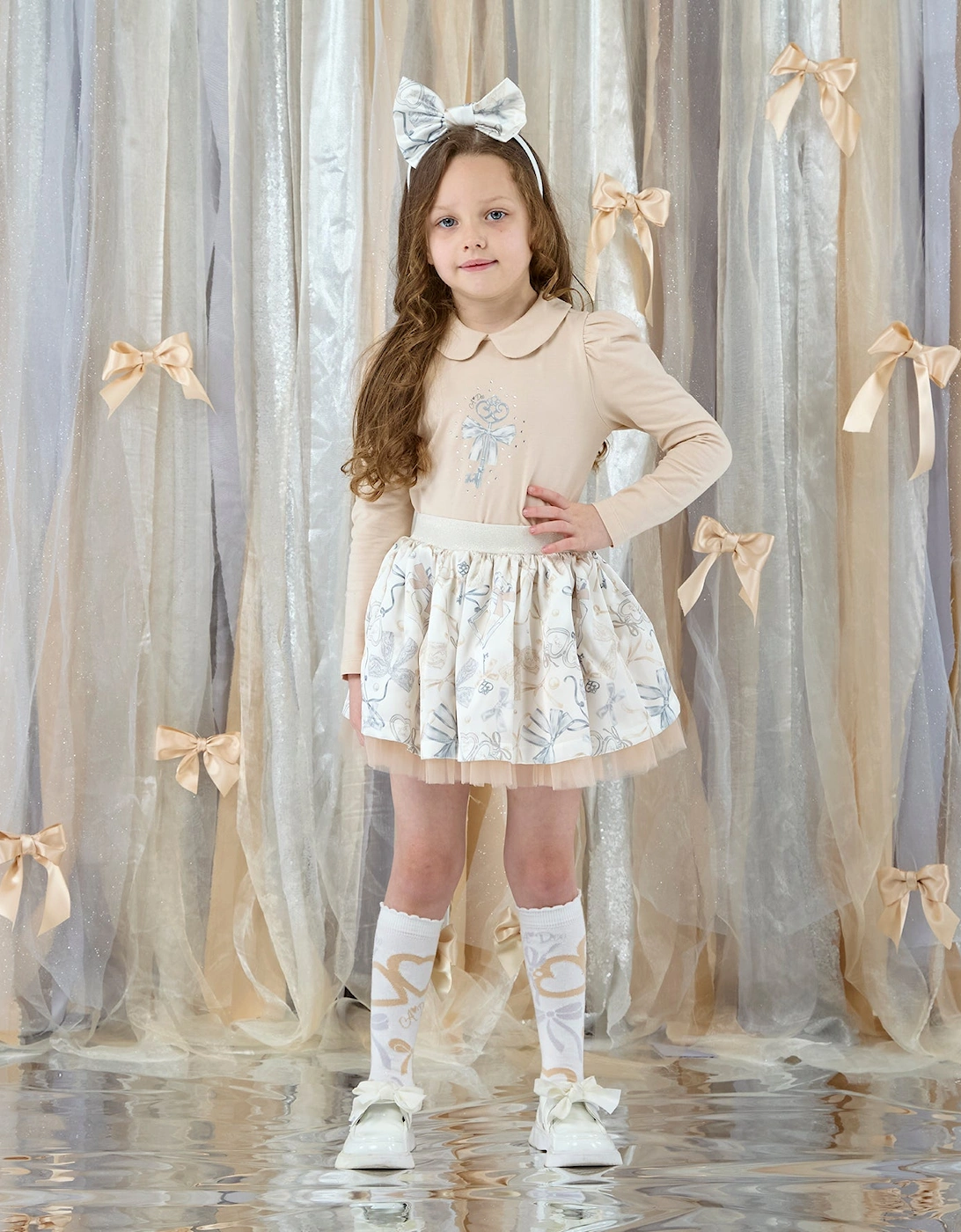A DEE BRIE BOW PRINT SKIRT SET W262513