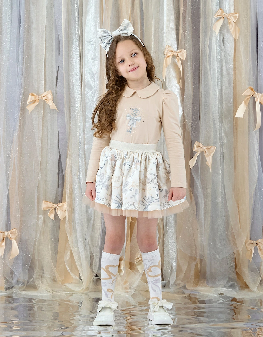 A DEE BRIE BOW PRINT SKIRT SET W262513