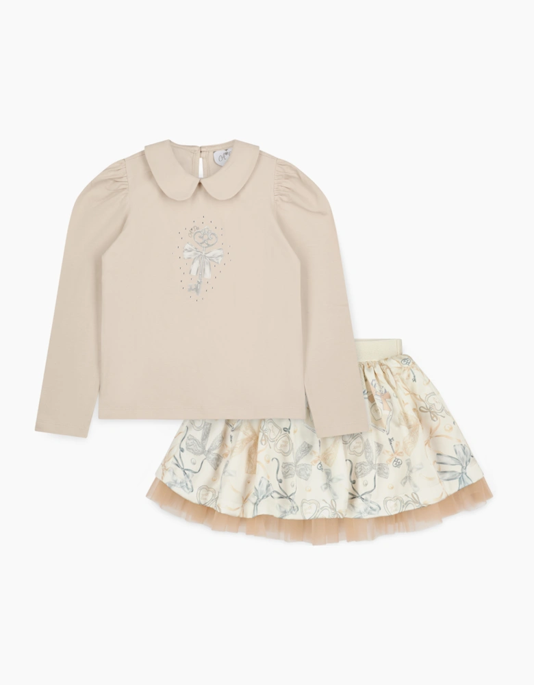 A DEE BRIE BOW PRINT SKIRT SET W262513