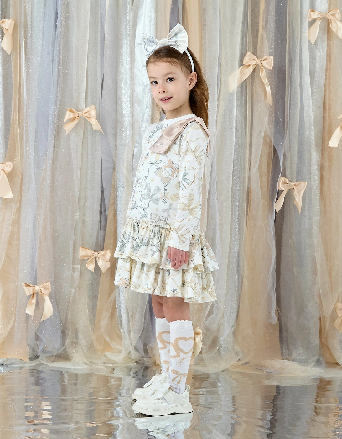 ADEE BAILEY BOW PRINT JERSEY DRESS W262708