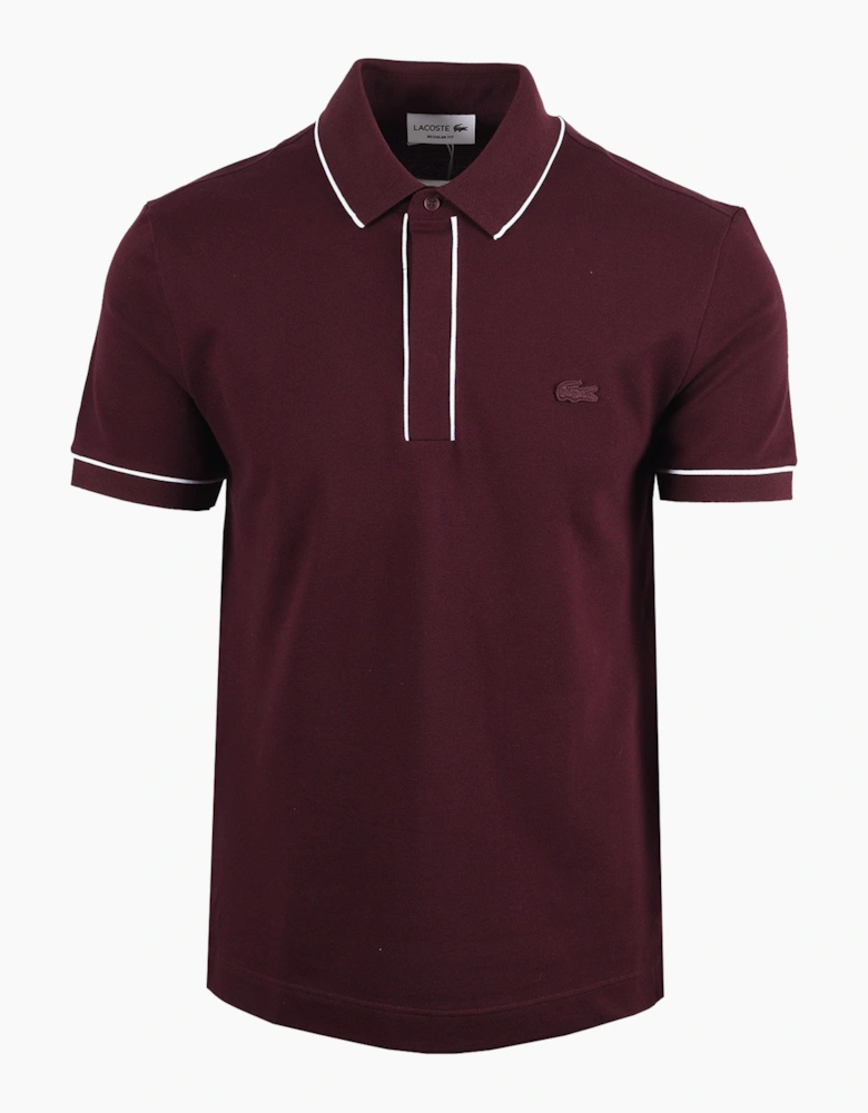 LACOSTE TIPPED PLACKET TONAL BADGE POLO MAROON