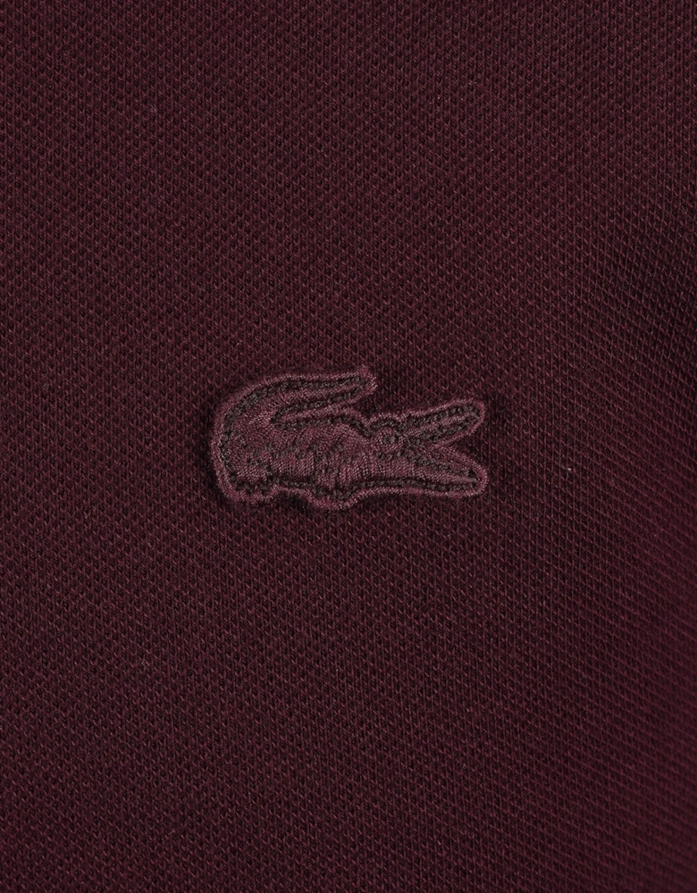 LACOSTE TIPPED PLACKET TONAL BADGE POLO MAROON