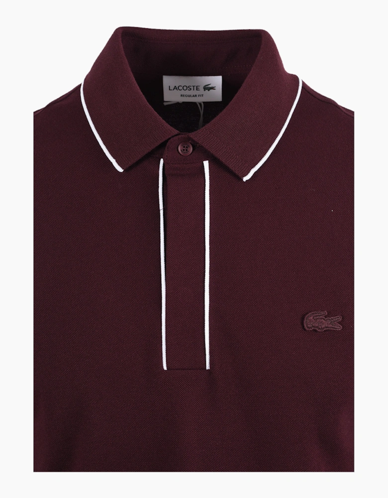 LACOSTE TIPPED PLACKET TONAL BADGE POLO MAROON