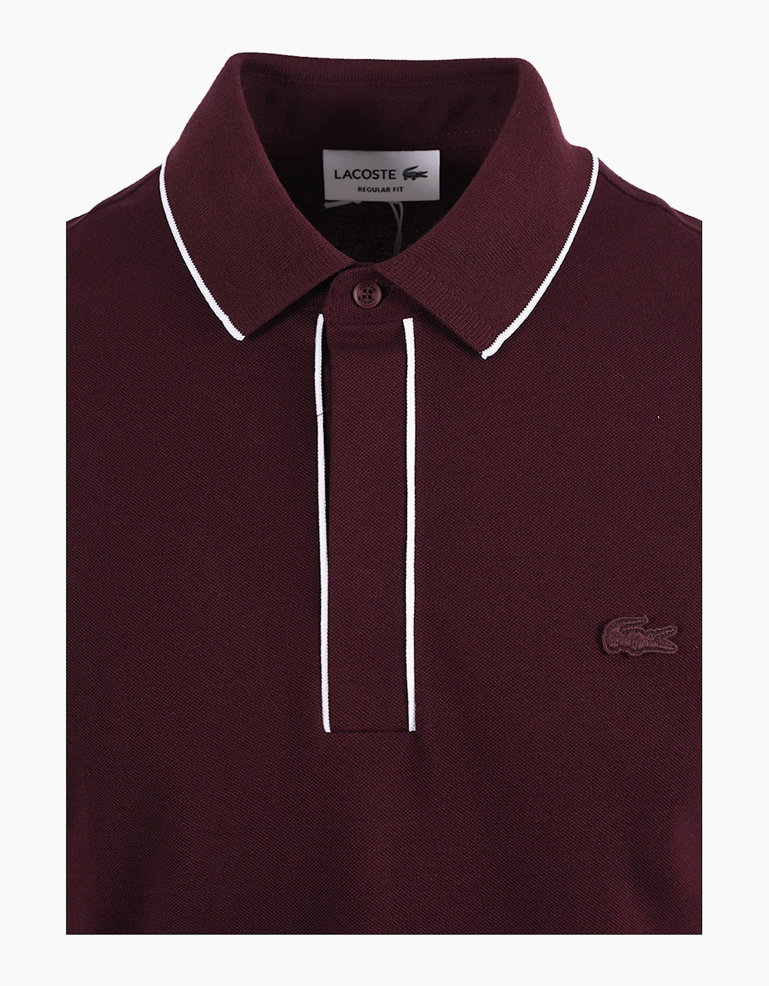LACOSTE TIPPED PLACKET TONAL BADGE POLO MAROON