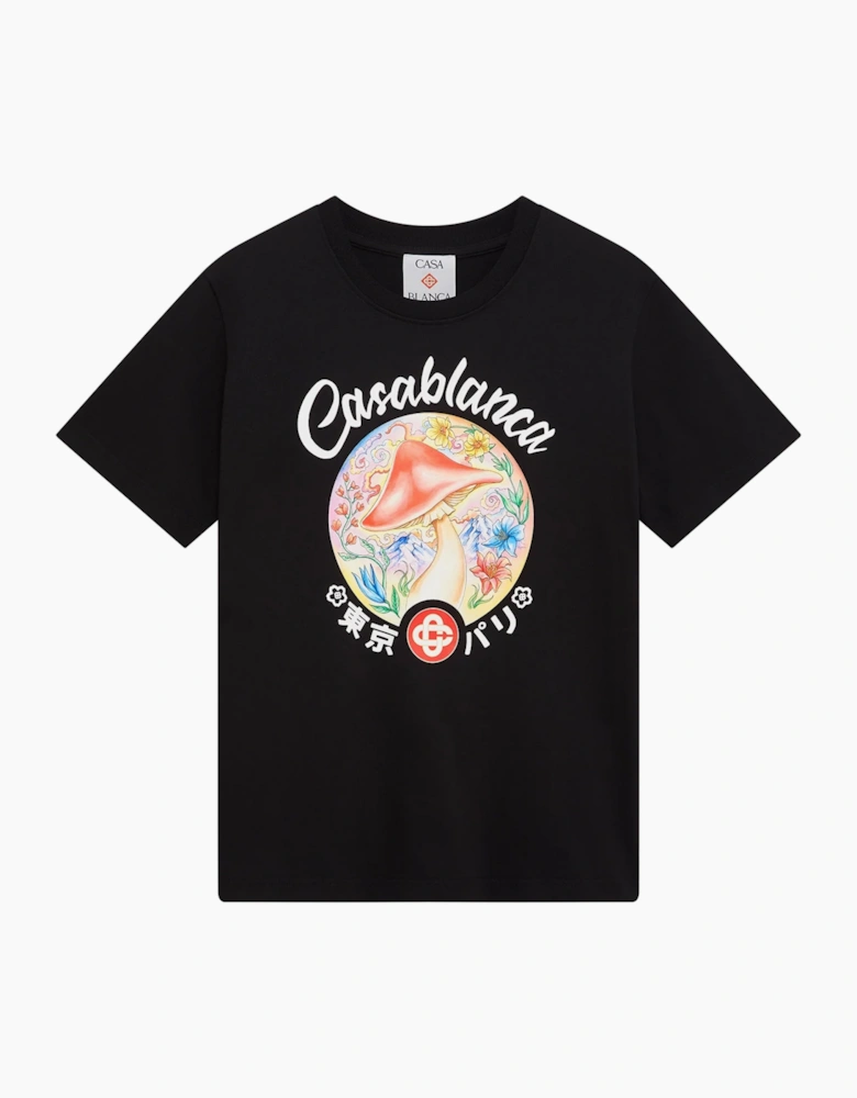 CASABLANCA MUSHROOM EMBLEM TEE BLACK