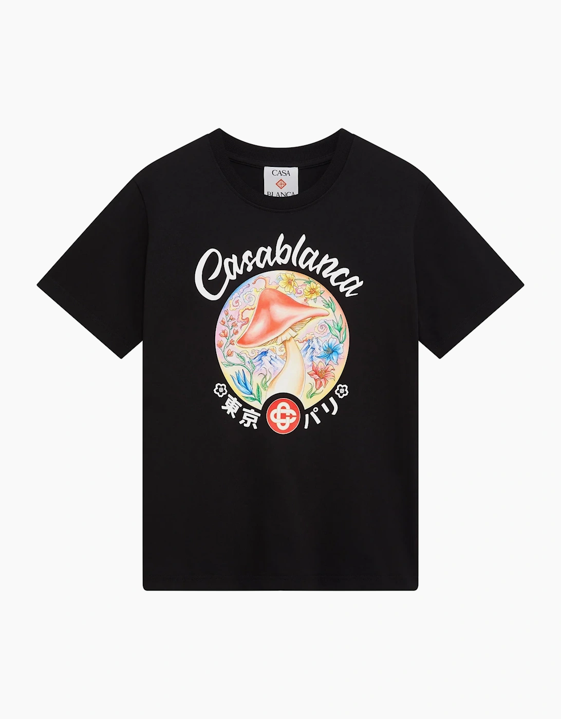CASABLANCA MUSHROOM EMBLEM TEE BLACK