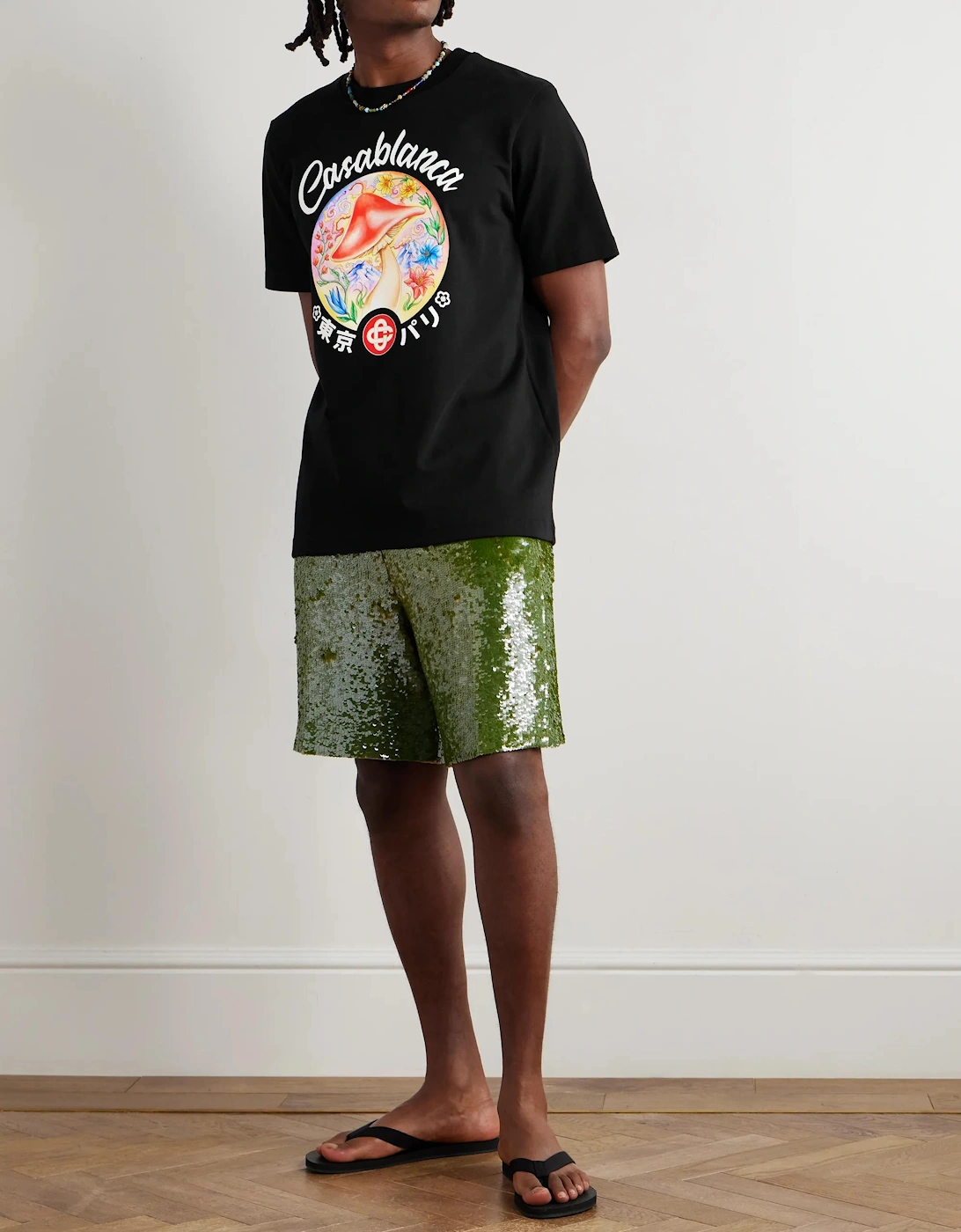CASABLANCA MUSHROOM EMBLEM TEE BLACK