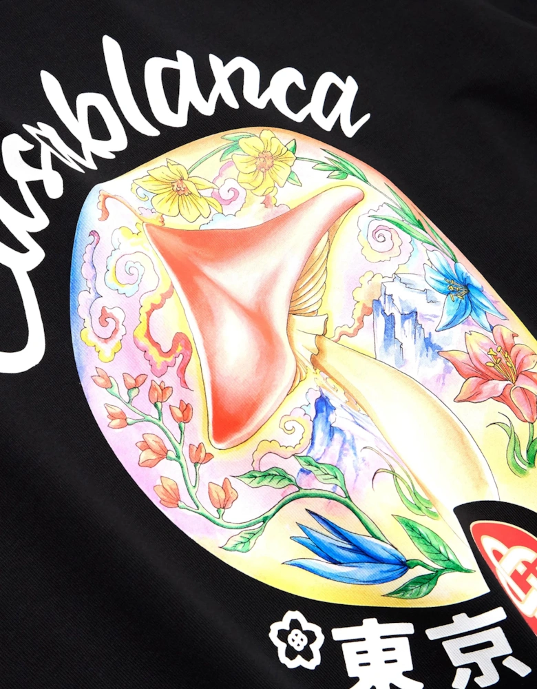 CASABLANCA MUSHROOM EMBLEM TEE BLACK