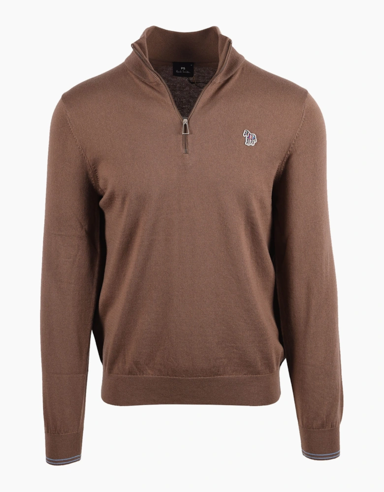 PAUL SMITH ZIP NECK SWEATSHIRT BROWN