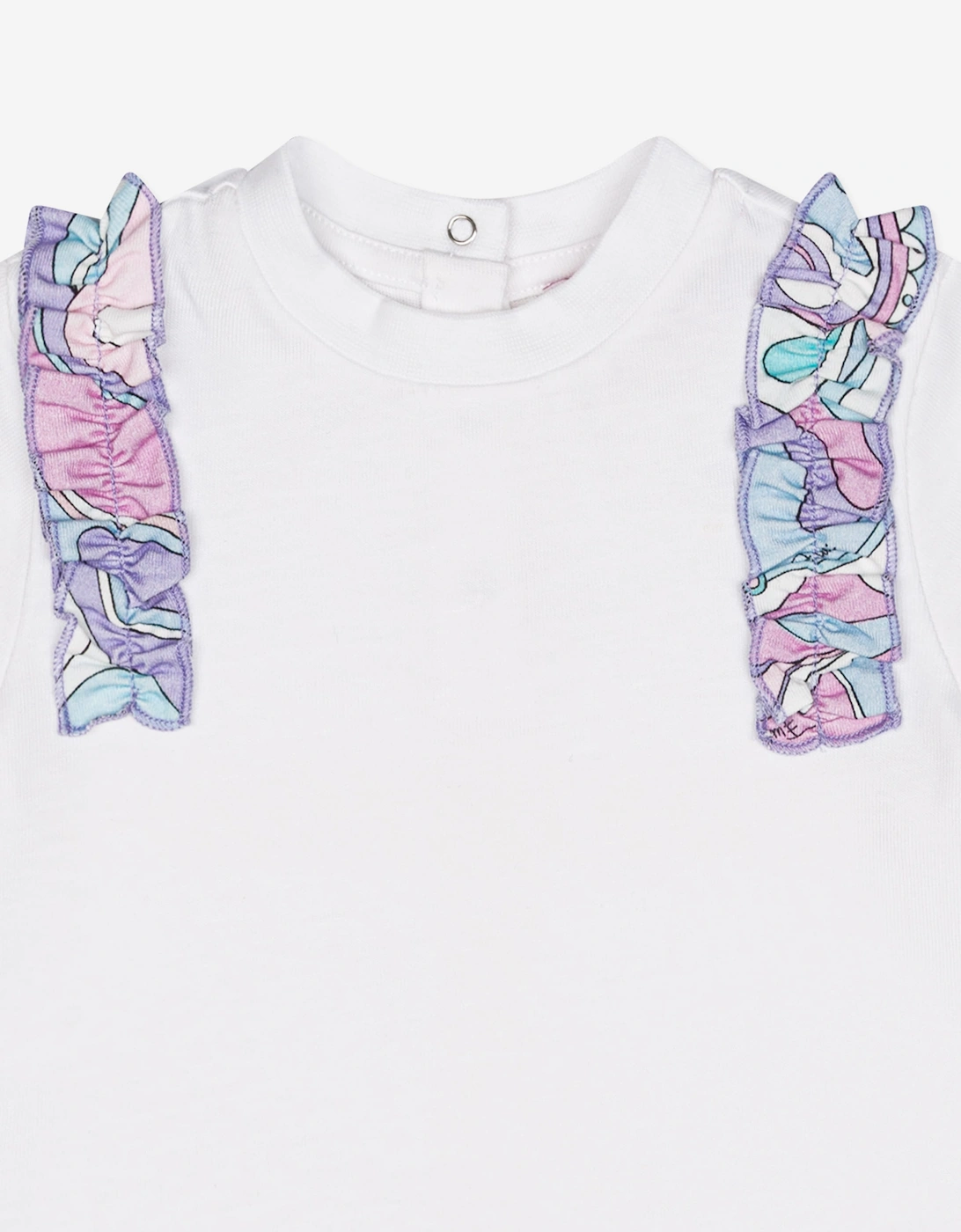 PUCCI Baby Girls Frilly Trim T-Shirt in White