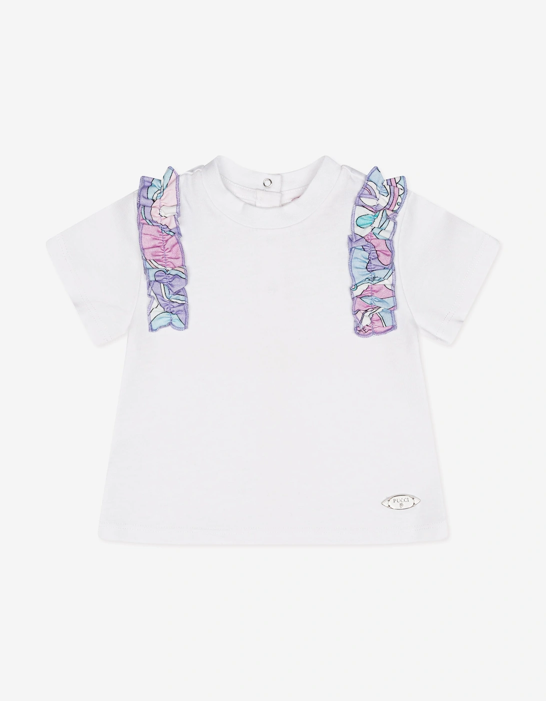 PUCCI Baby Girls Frilly Trim T-Shirt in White, 5 of 4