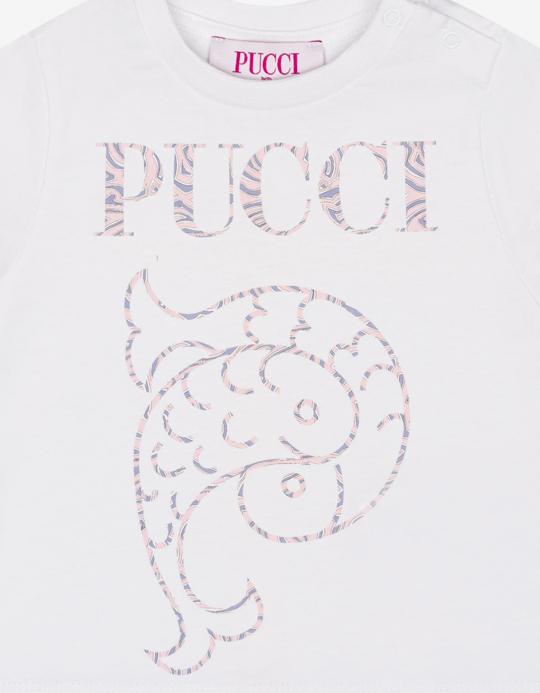 PUCCI Baby Girls Fish Logo T-Shirt in White