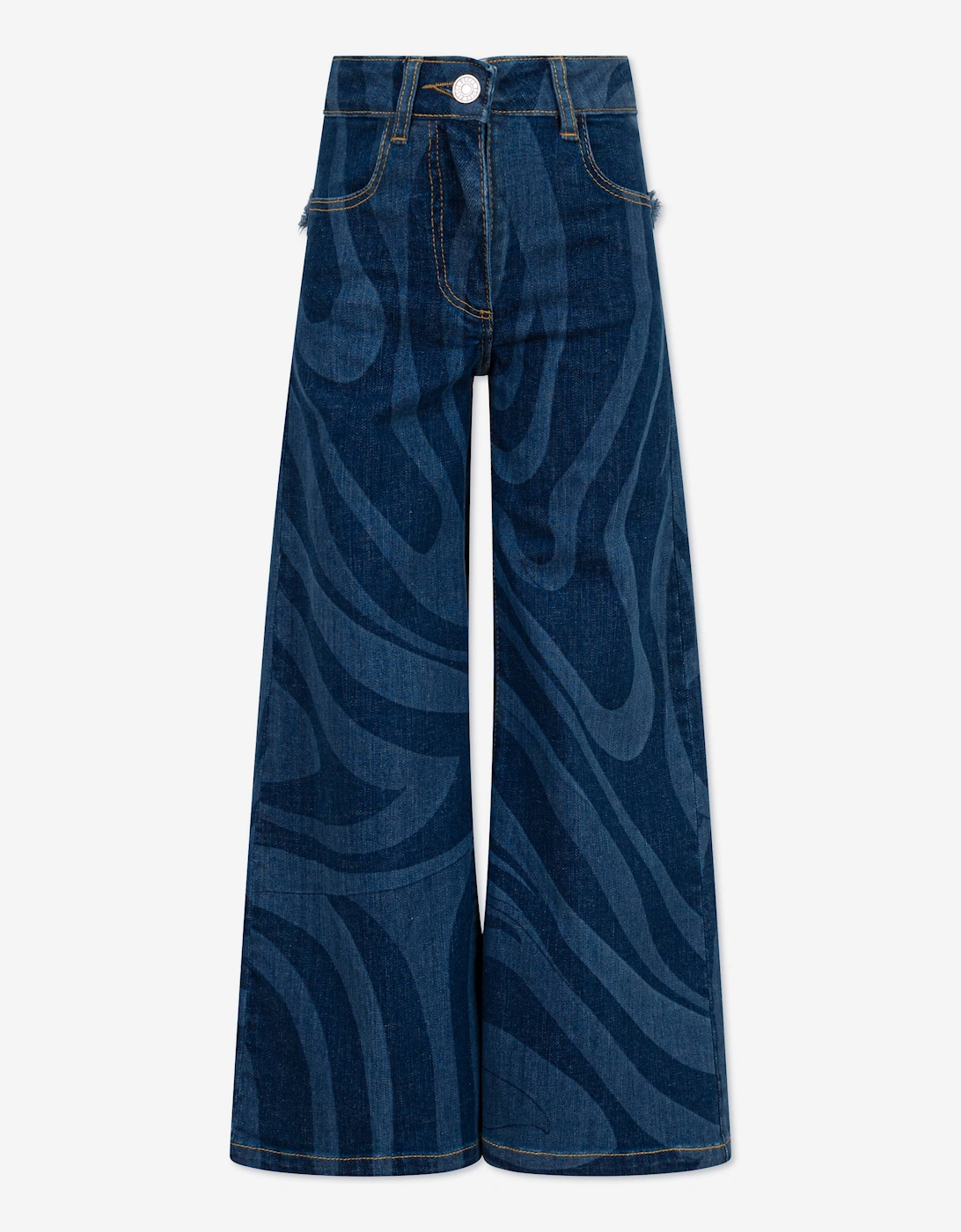 PUCCI Girls Marmo Wide Leg Jeans in Blue, 5 of 4