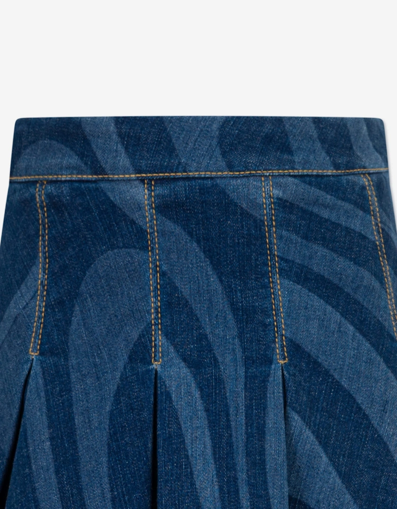 PUCCI Girls Marmo Denim Skirt in Blue