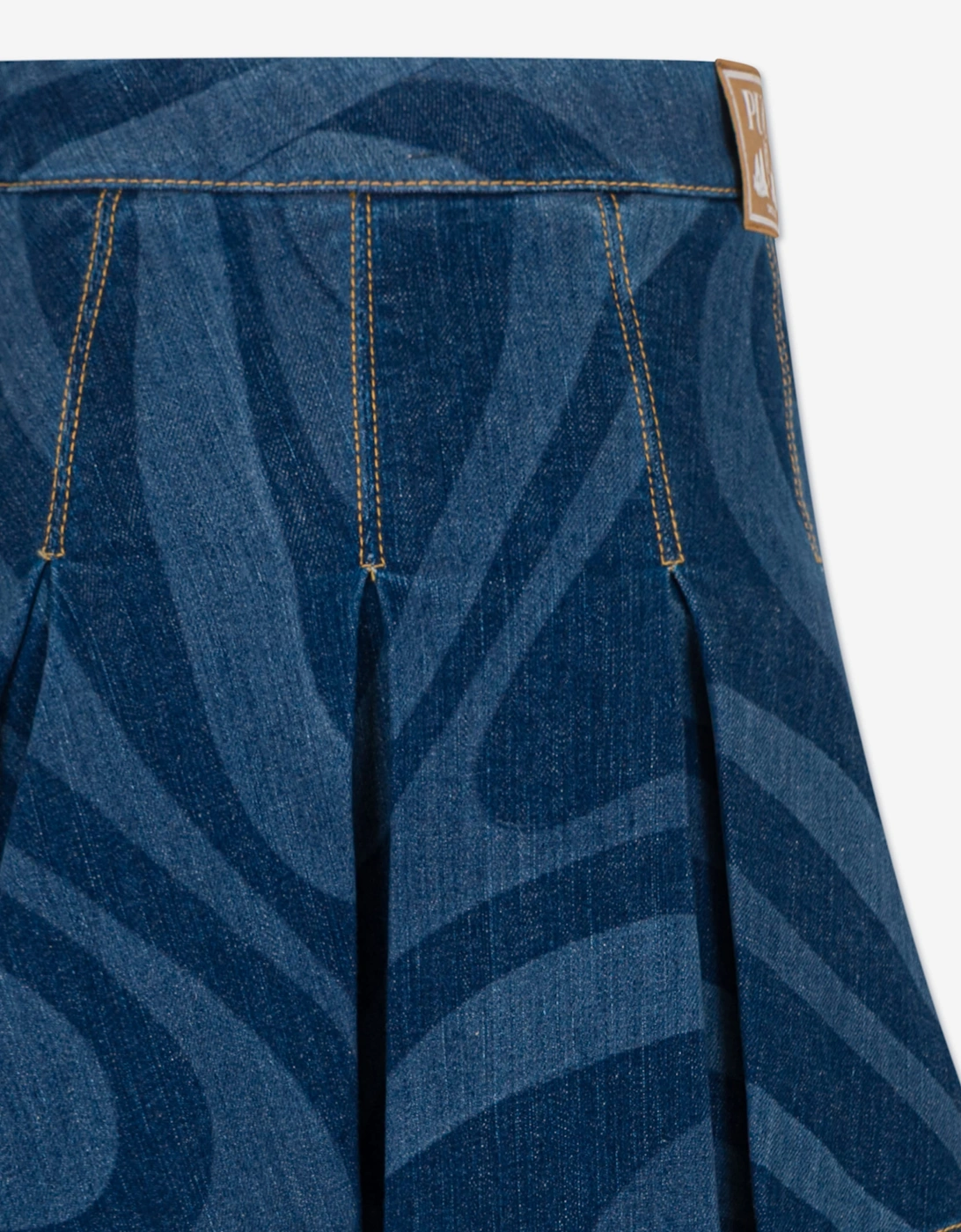 PUCCI Girls Marmo Denim Skirt in Blue