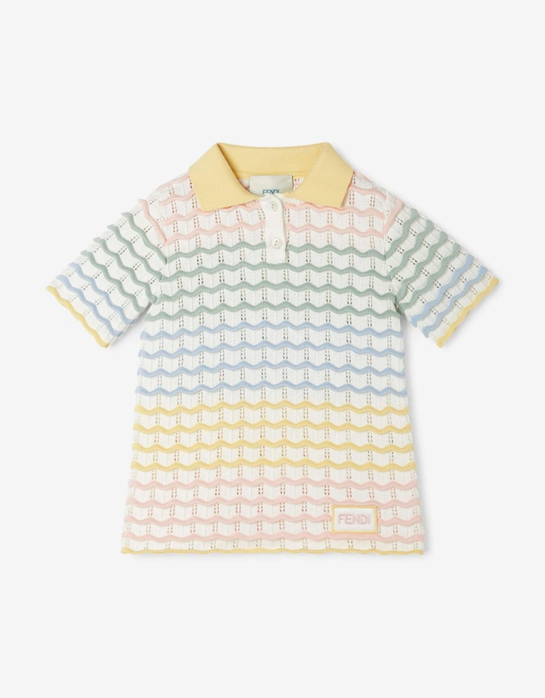 Fendi Baby Girls Wave Knit Polo Dress in Multicolour