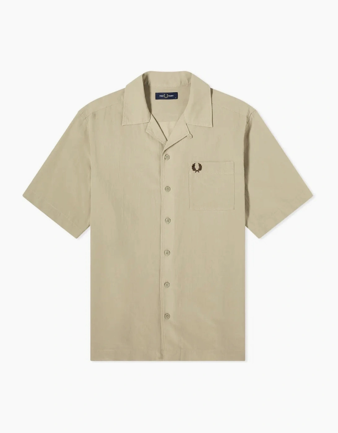 Fred Perry Textured Lightweight Warm Grey Vacation Shirt, 6 of 5