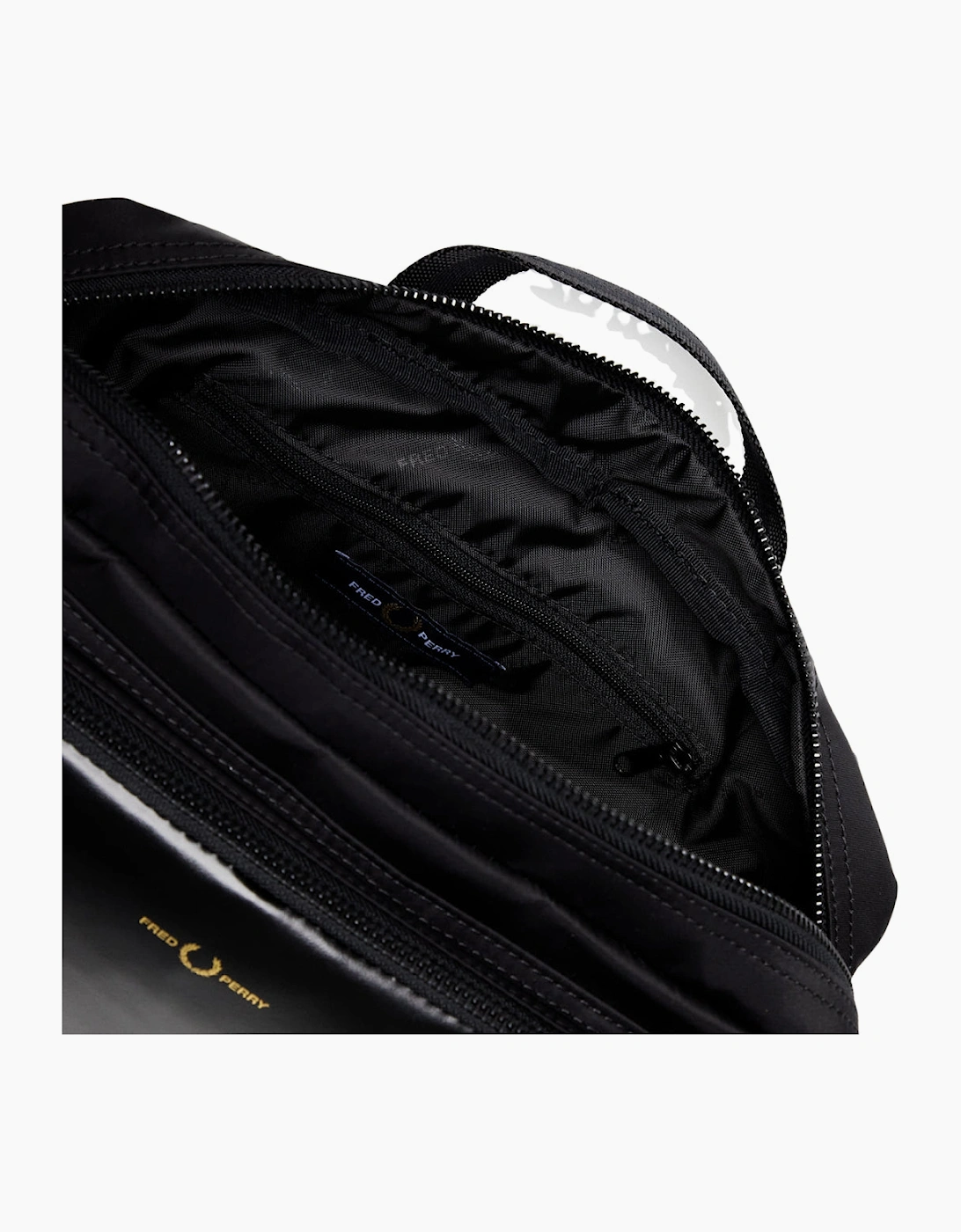Fred Perry Nylon Twill Leather Cross Body Black Bag
