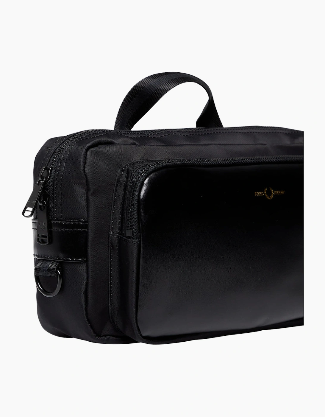 Fred Perry Nylon Twill Leather Cross Body Black Bag