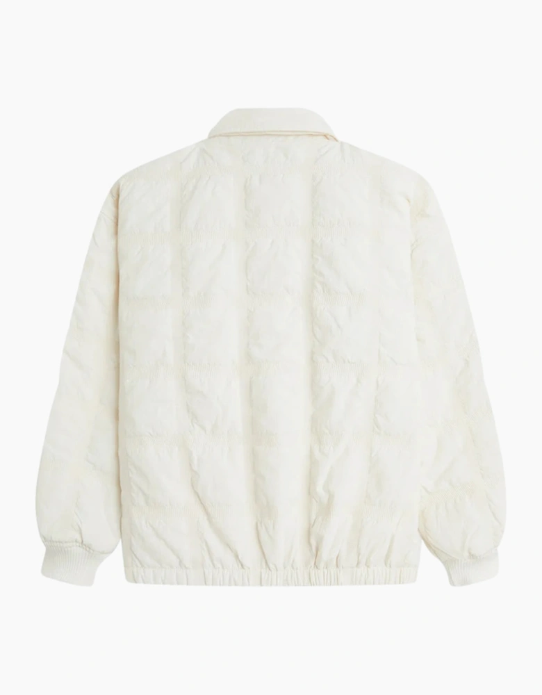 Fred Perry Snap Button Quilted Cream Bomber Jacket