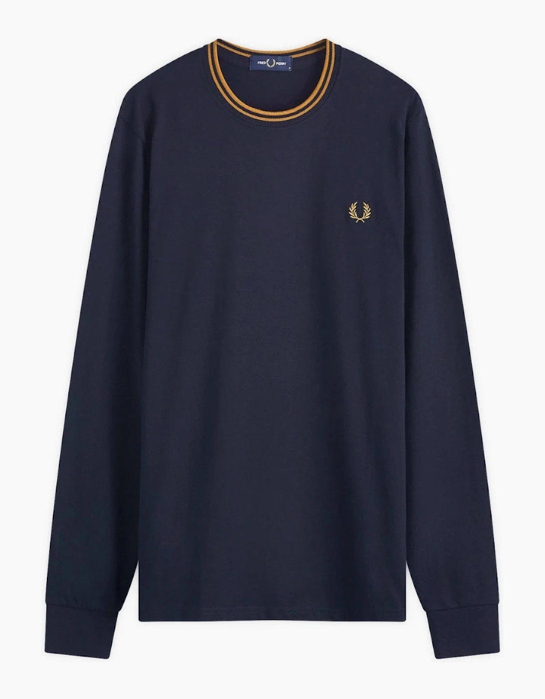 Fred Perry Long Sleeve Twin Tipped Navy T-Shirt, 5 of 4