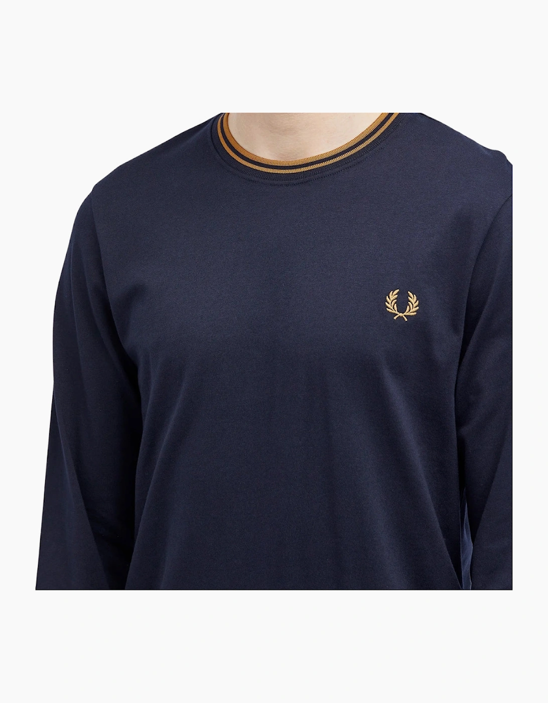 Fred Perry Long Sleeve Twin Tipped Navy T-Shirt
