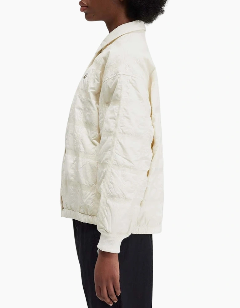 Fred Perry Snap Button Quilted Cream Bomber Jacket