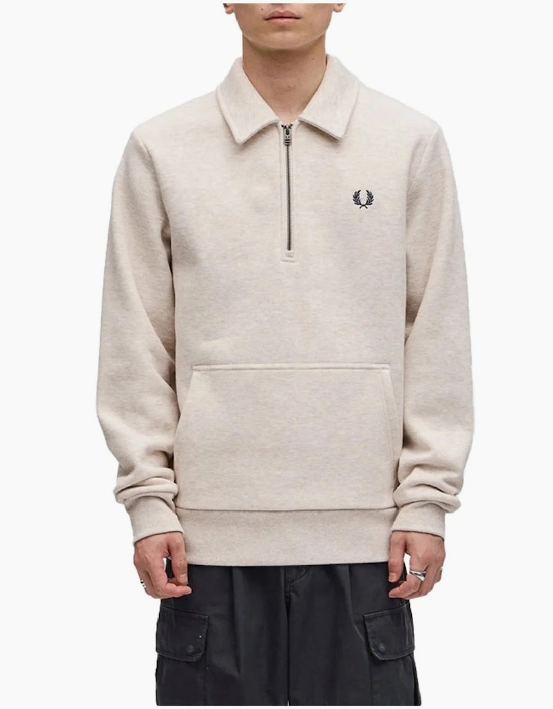 Fred Perry Half Zip Porridge Marl Pullover Sweater