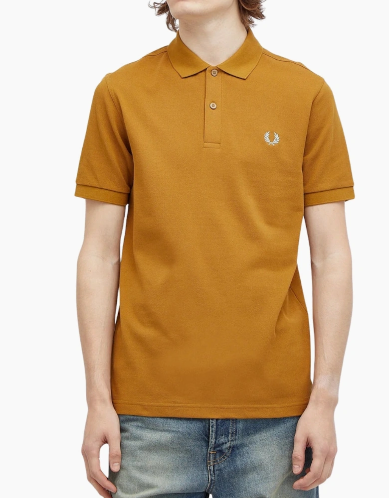 Fred Perry Classic Dark Caramel Blue Logo Polo Shirt