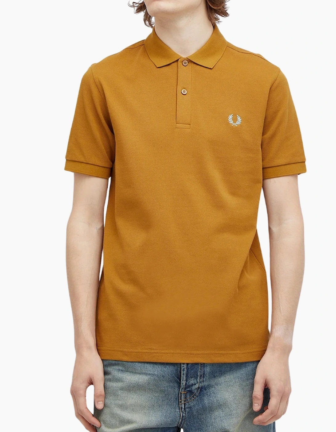 Fred Perry Classic Dark Caramel Blue Logo Polo Shirt