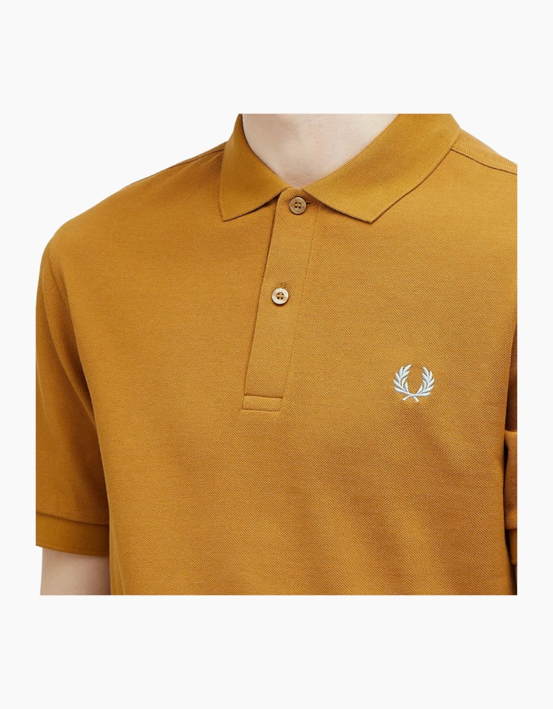Fred Perry Classic Dark Caramel Blue Logo Polo Shirt