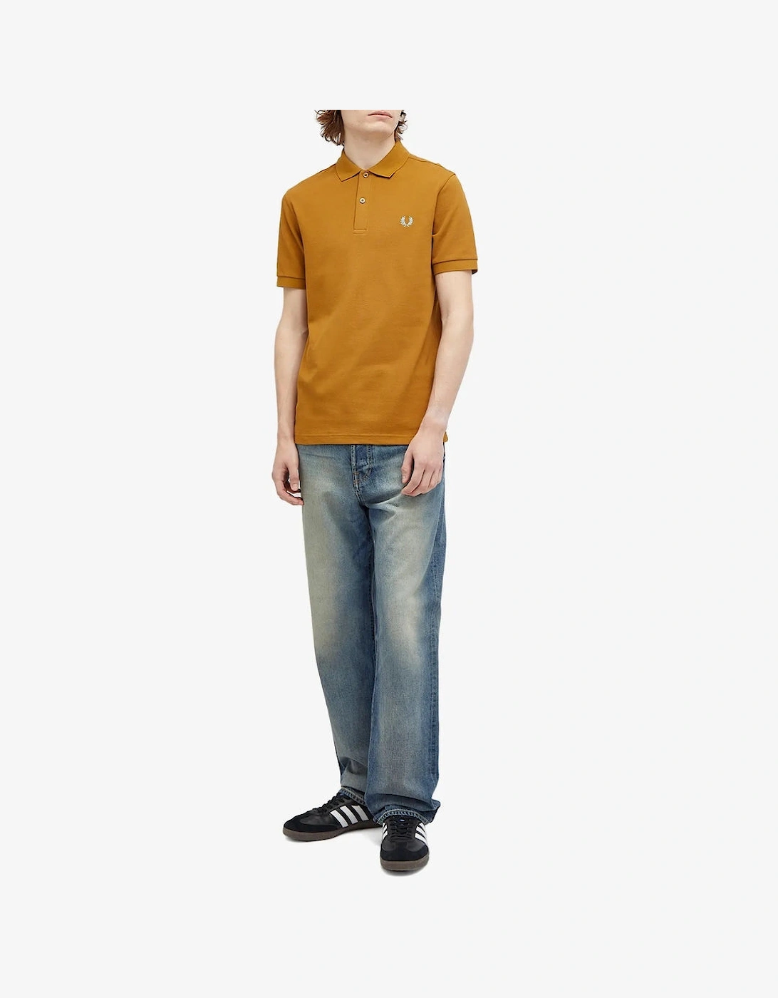 Fred Perry Classic Dark Caramel Blue Logo Polo Shirt
