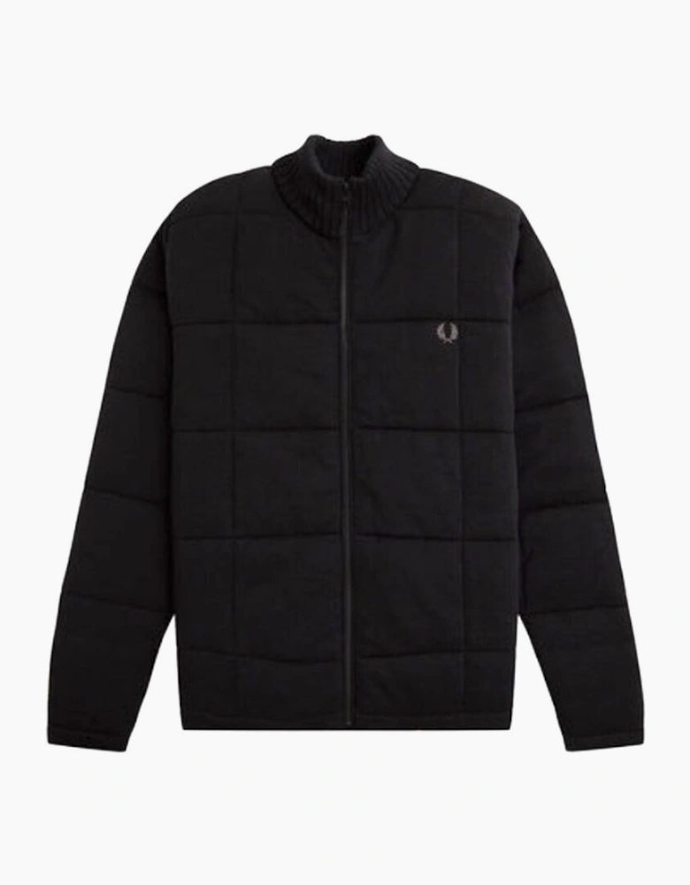 Fred Perry Quilted Knitted Black Jacket