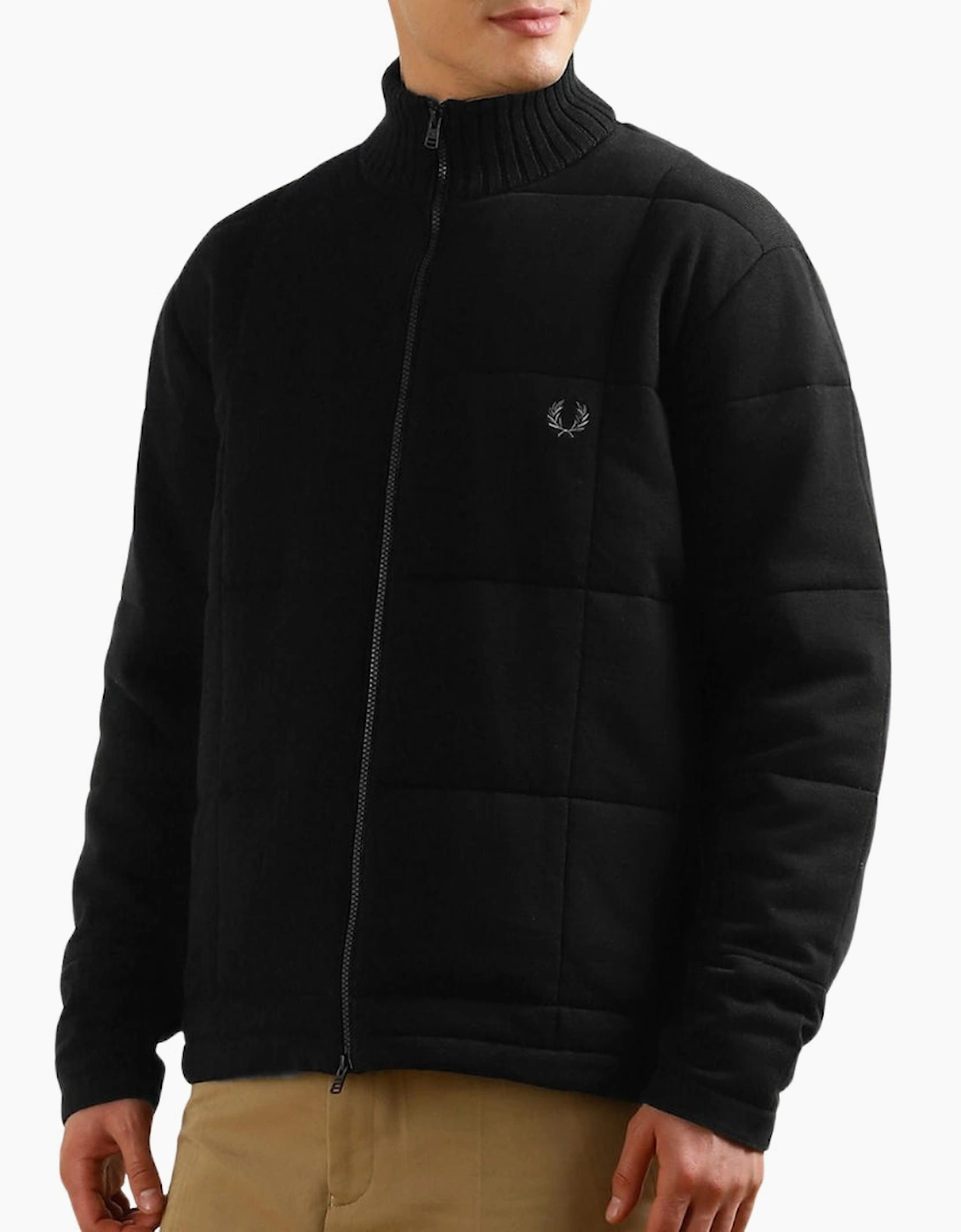 Fred Perry Quilted Knitted Black Jacket