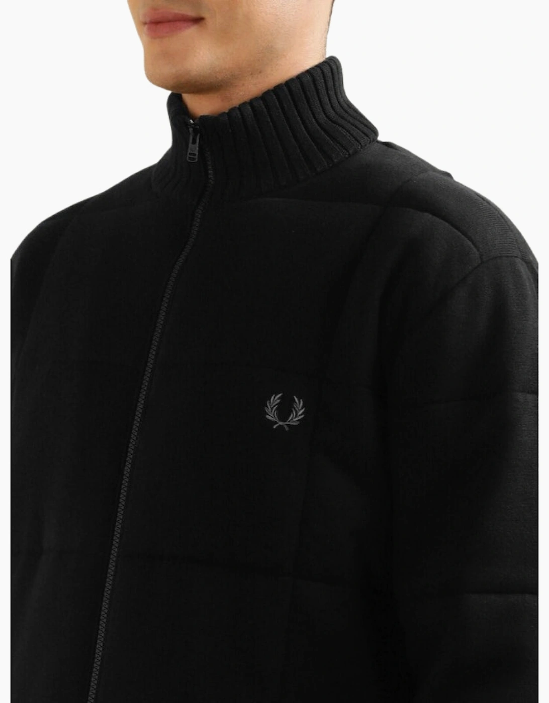 Fred Perry Quilted Knitted Black Jacket