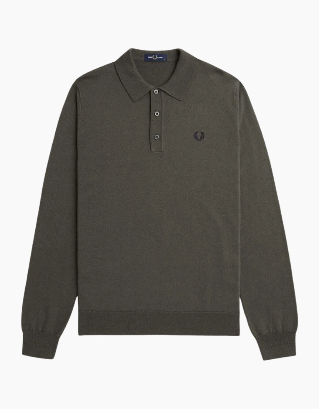 Fred Perry Plain Field Green Long Sleeve Knitted Polo, 6 of 5