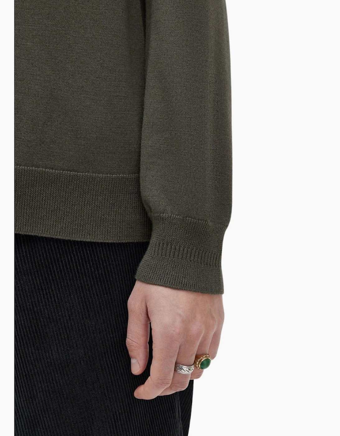 Fred Perry Plain Field Green Long Sleeve Knitted Polo