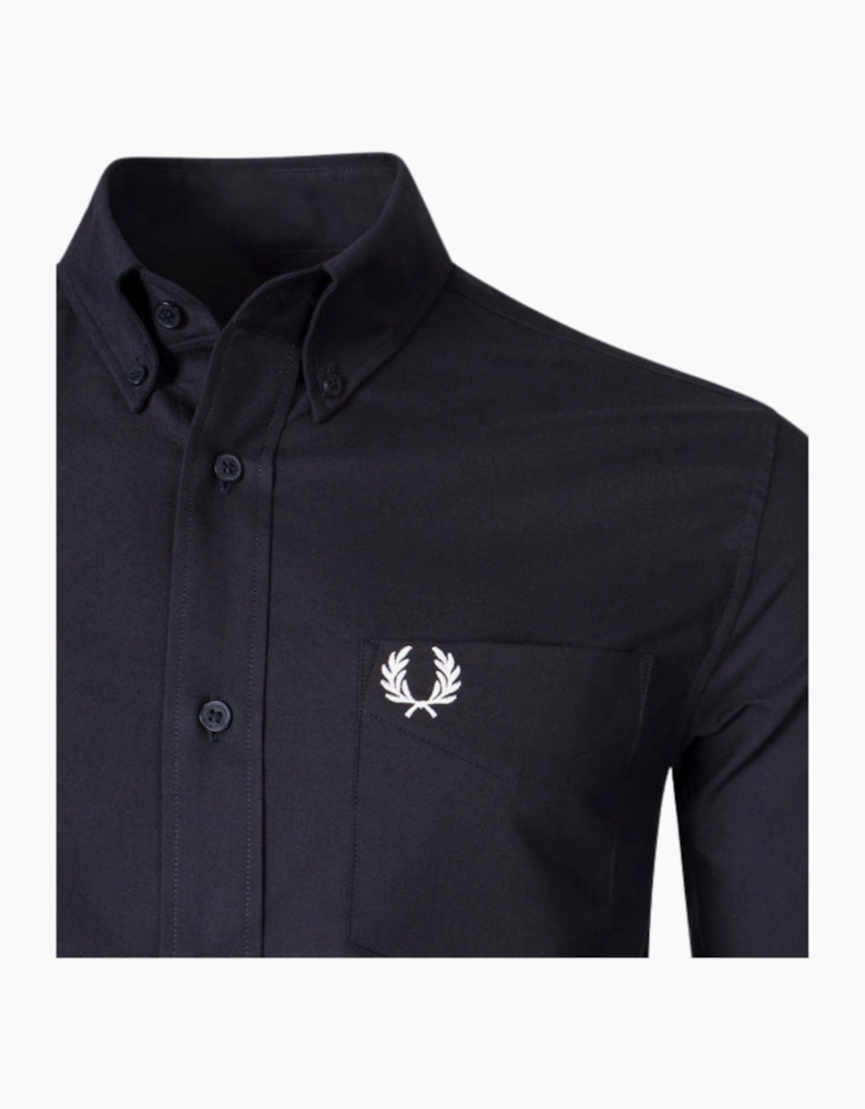 Fred Perry Plain Black Long Sleeve Oxford Shirt