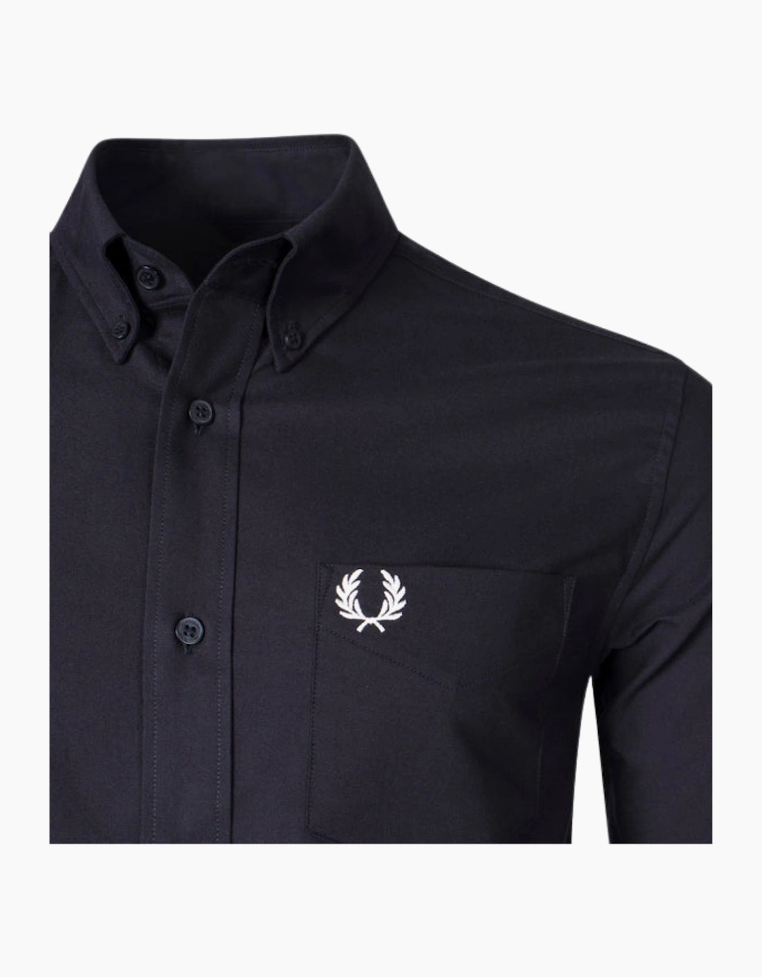 Fred Perry Plain Black Long Sleeve Oxford Shirt