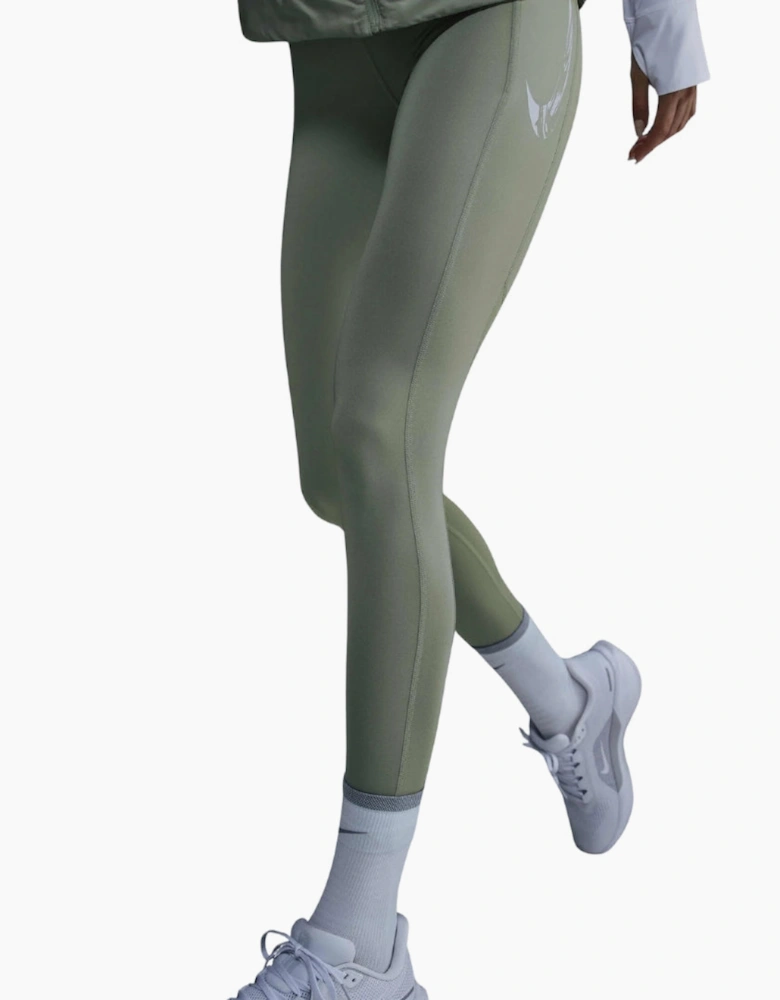 Nike Mid-Rise 7/8 Length With Pocket Green Running Leggings