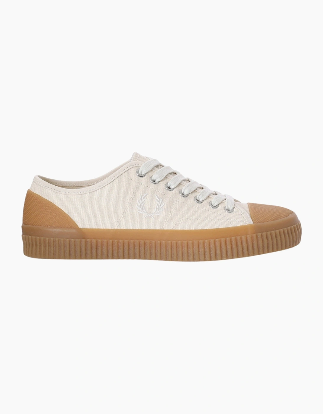 Fred Perry Hughes Low Canvas Ecru Trainers, 6 of 5